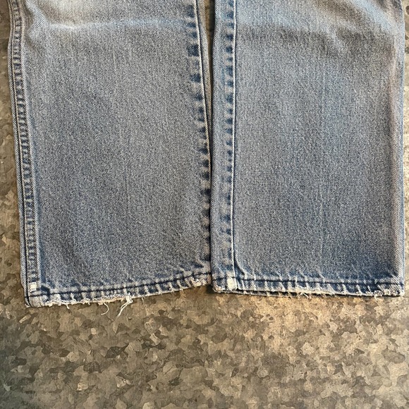 Vintage Wrangler USA Medium Light Blue Wash Distressed Denim Jeans Mens 30 - Picture 7 of 13